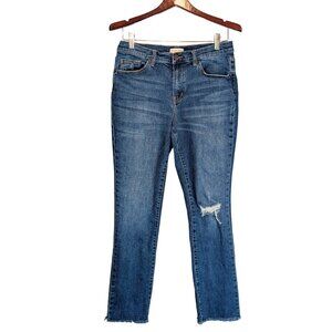 Oliver Logan Women's Size 10 Jeans Blue Crosby Relaxed Taper Distressed Raw Hem